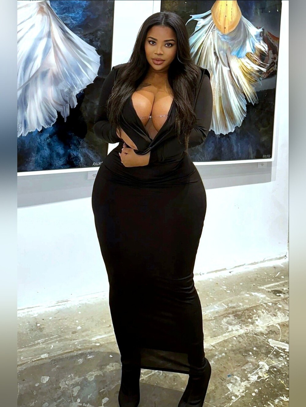 Fashion Nova deep down hooded maxi dress sexy blk morticia Addams vibe 1X NWT - Picture 9 of 17